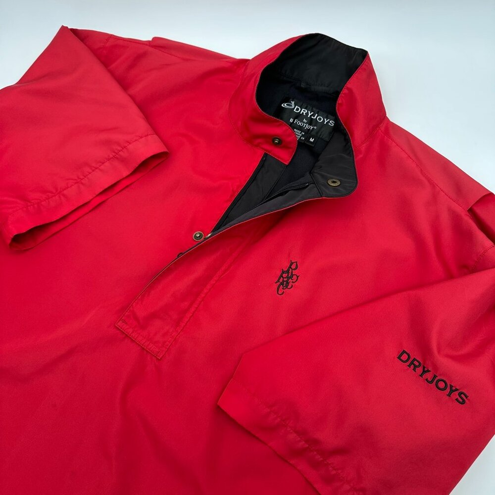 DryJoys By FootJoy Men's Half Zip/Snap Golf Pullover Windbreaker, Size M, Red